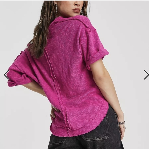 Free people boho fuchsia v- neck tee medium - Picture 7 of 12